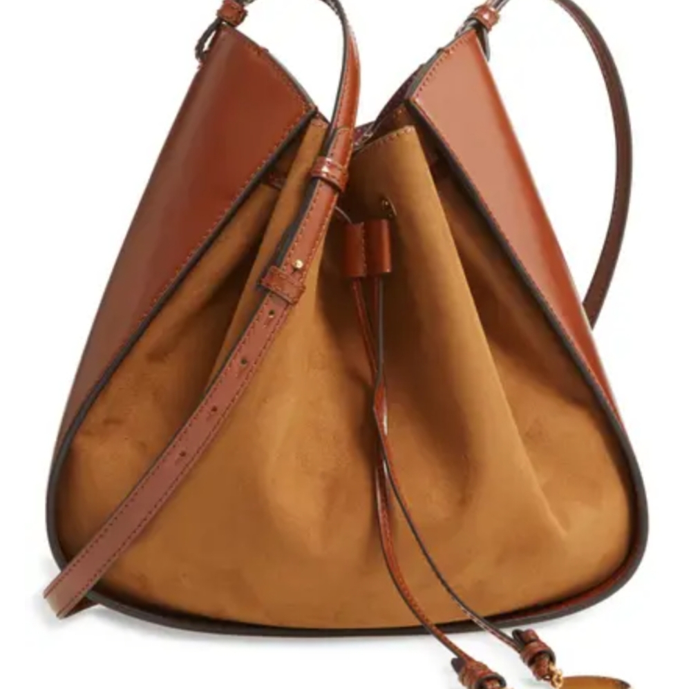 Stella McCartney Medium Eco Alter Faux Leather & Faux Suede Bucket Bag in Cognac